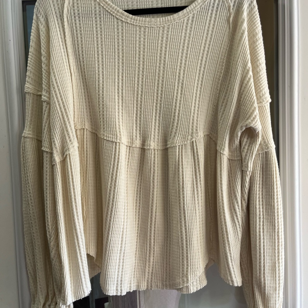 Cream Textured Women's Babydoll